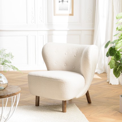 OCTAVE Armchair in Ecru Bouclé Fabric