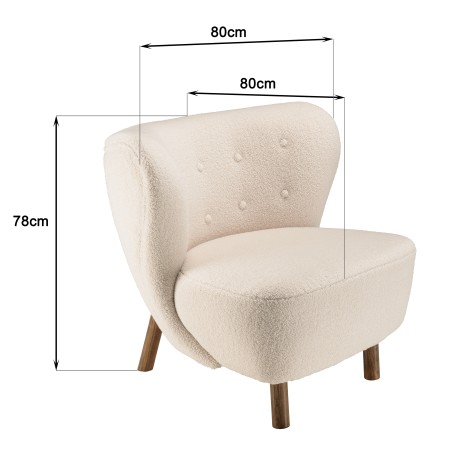 Fauteuil OCTAVE en tissu bouclette écru