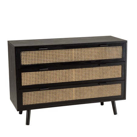 ANGELO Black Chest of Drawers with Natural Cane Finish