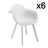 MALO - Set of 6 White Armchairs with Rounded Backrest