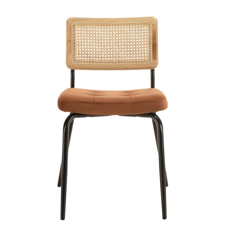 Lot de 2 chaises AGATHE métal noir velours orange