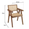 AGATHE Dark Rubberwood Armchair with Natural Rattan Backrest - Rustic Charm
