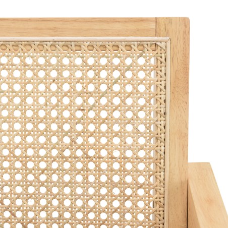 AGATHE Light Rubberwood Armchair with Rattan Backrest