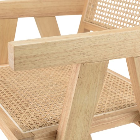 Fauteuil en bois d'Hévéa AGATHE - Rotin naturel