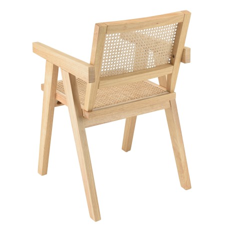 Fauteuil en bois d'Hévéa AGATHE - Rotin naturel