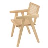 AGATHE Light Rubberwood Armchair with Rattan Backrest