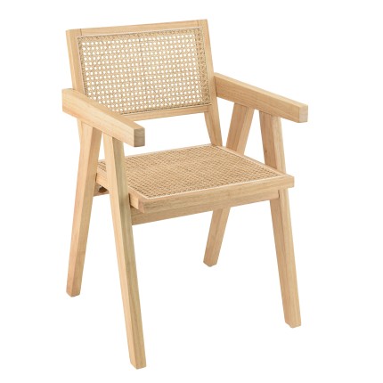 Fauteuil en bois d'Hévéa AGATHE - Rotin naturel