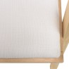 AGATHE Hevea Wood Armchair with White Fabric Seat and Rattan Backrest