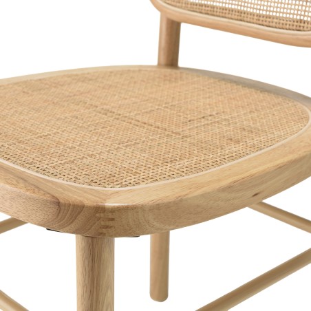 Chaise AGATHE en bois d'hévéa et rotin naturel