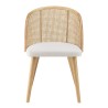 AGATHE Hevea Wood Chair with Rounded Rattan Backrest