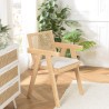 Fauteuil AGATHE bois d'hévéa assise tissu blanc