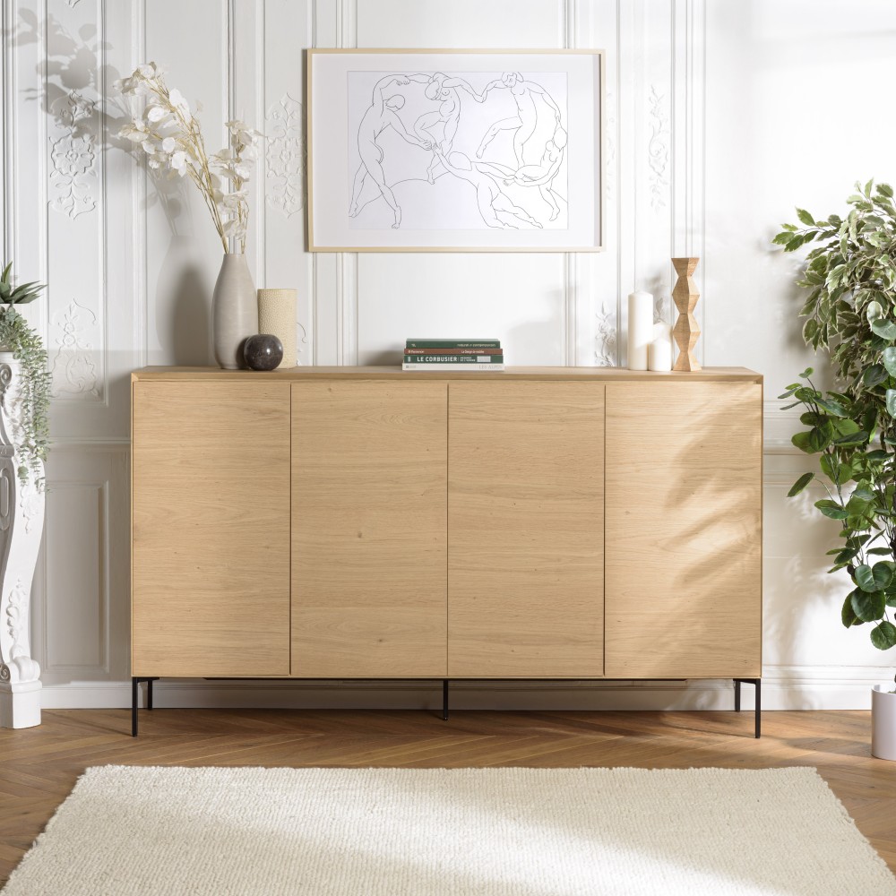 Buffet MAXENDRE couleur naturelle 4 portes 6 étagères Buffet MAXENDRE couleur naturelle 4 portes 6 étagères