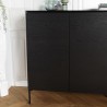 MAXENDRE Black Sideboard with 4 Doors, 6 Shelves and Metal Legs