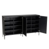 MAXENDRE Black Sideboard with 4 Doors, 6 Shelves and Metal Legs