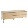 MAXENDRE - Natural TV Stand with 1 Door, 2 Drawers and Black Metal Legs