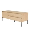 MAXENDRE - Natural TV Stand with 1 Door, 2 Drawers and Black Metal Legs