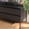 MAXENDRE Black TV Stand with 1 Door, 2 Drawers and Black Metal Legs