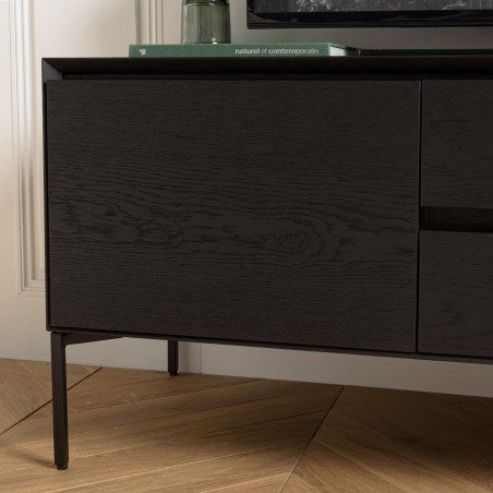 Meuble TV MAXENDRE noir 1 porte 2 tiroirs