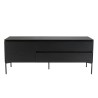 MAXENDRE Black TV Stand with 1 Door, 2 Drawers and Black Metal Legs