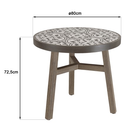 Table à manger ronde GREGOIRE en chêne grisé 80x80cm