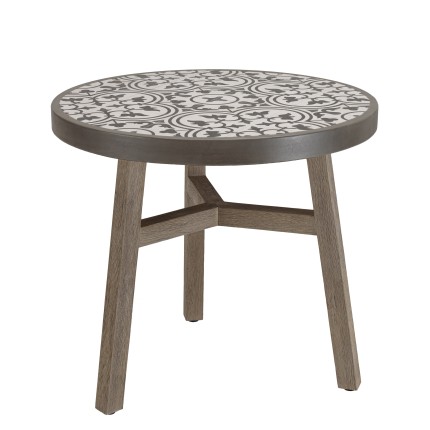 Table à manger ronde GREGOIRE en chêne grisé 80x80cm
