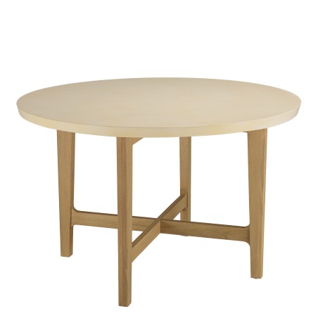 GREGOIRE Round Dining Table in Oak 120x120cm with Beige Concrete Top