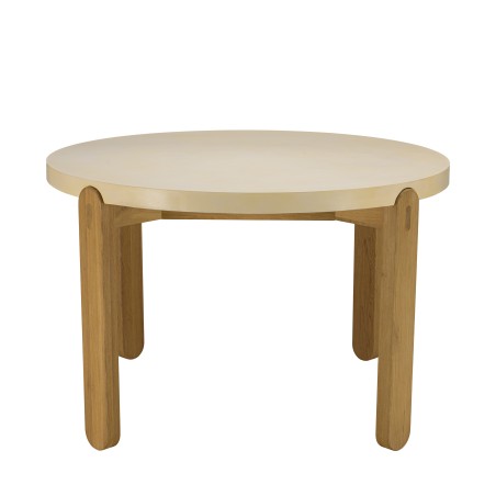 GREGOIRE Round Dining Table in Natural Oak 121x121cm with Concrete Top