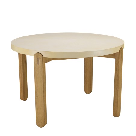 GREGOIRE Round Dining Table in Natural Oak 121x121cm with Concrete Top