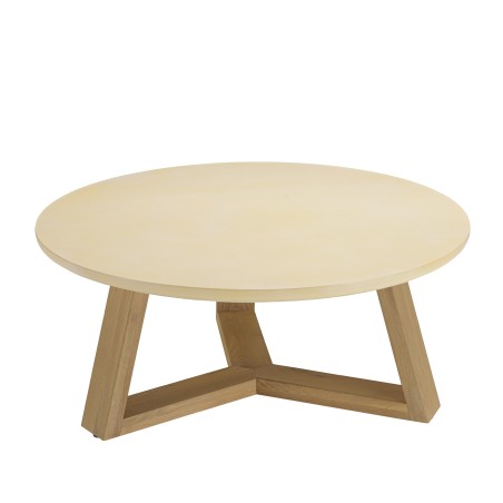 GREGOIRE Round Coffee Table 100x100cm - Beige Concrete Top