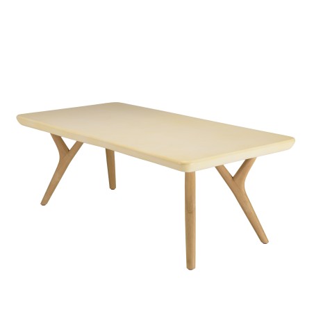 GREGOIRE Rectangular Coffee Table 120x60cm - Beige Concrete & Oak Wood