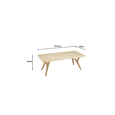 Table basse GREGOIRE 120x60cm pied Y chêne plateau béton beige
