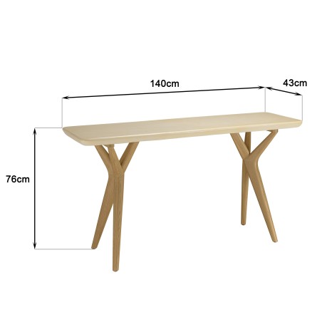 Console GREGOIRE 140x43cm chêne naturel béton beige