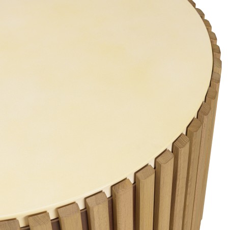 Table basse ronde GREGOIRE 84x84cm bois et béton