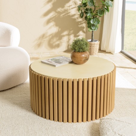 Table basse ronde GREGOIRE 84x84cm bois et béton