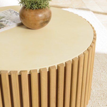 Table basse ronde GREGOIRE 84x84cm bois et béton
