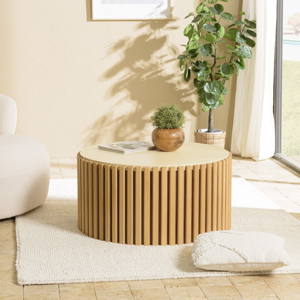 Table basse ronde GREGOIRE 84x84cm bois et béton Table basse ronde GREGOIRE 84x84cm bois et béton