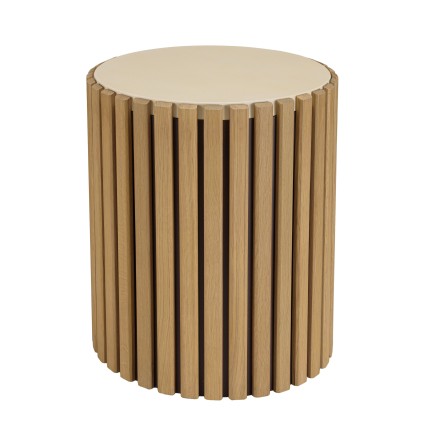 GREGOIRE Round Side Table 44x44cm - Beige and Wood