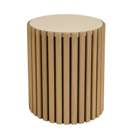 GREGOIRE Round Side Table 44x44cm - Beige and Wood