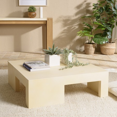 Table basse GREGOIRE en béton beige 95x95cm