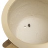 GREGOIRE Beige Concrete Flower Pot on Oak Legs H65cm - Modern Plant Stand