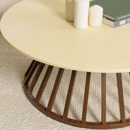 GREGOIRE Coffee Table 100x100cm - Rust Steel Legs & Concrete Top