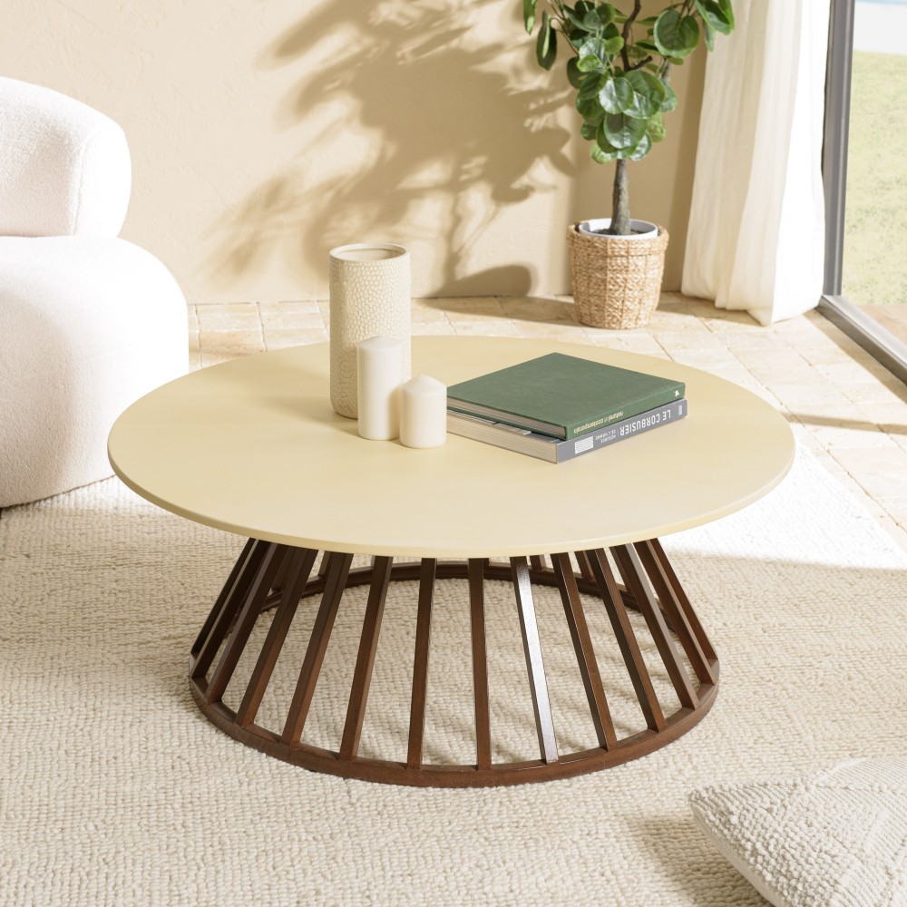 GREGOIRE Coffee Table 100x100cm - Rust Steel Legs & Concrete Top GREGOIRE Coffee Table 100x100cm - Rust Steel Legs & Concrete Top