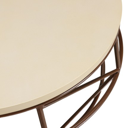 Table basse GREGOIRE 100x100cm en béton beige et acier rouille