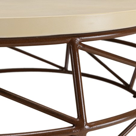 Table basse GREGOIRE 100x100cm en béton beige et acier rouille