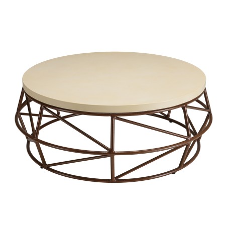 GREGOIRE Coffee Table 100x100cm - Rust Steel Legs & Concrete Top