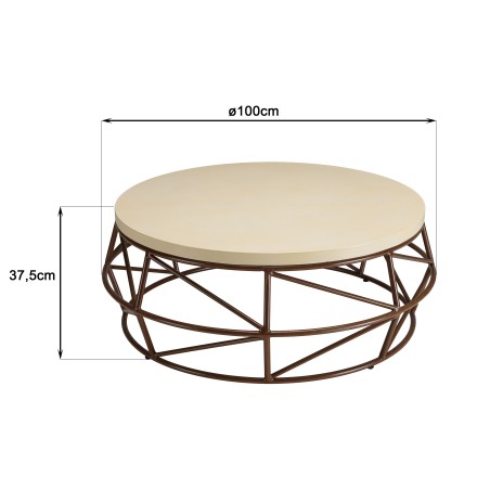 GREGOIRE Coffee Table 100x100cm - Rust Steel Legs & Concrete Top