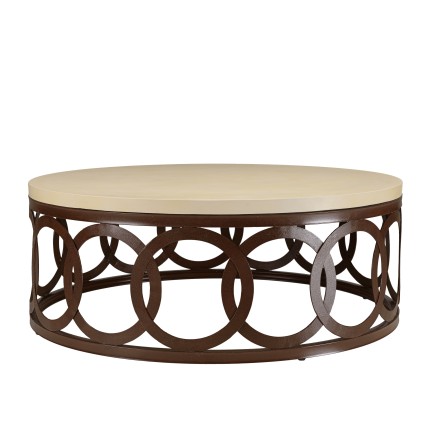 Table basse GREGOIRE 105x105cm acier rouille et béton