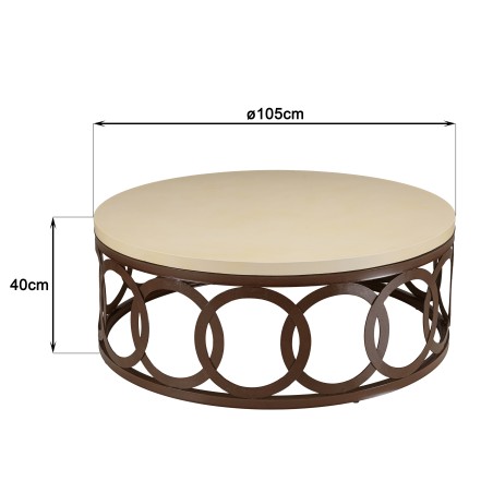 Table basse GREGOIRE 105x105cm acier rouille et béton