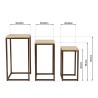 GREGOIRE - Set of 3 Square Nesting Tables with Steel Legs and Concrete Tops
