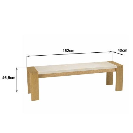 GREGOIRE Natural Oak Bench 162x40cm - Beige Concrete Seat Insert